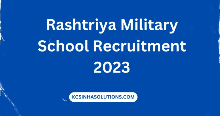 Rashtriya Military School Recruitment 2023